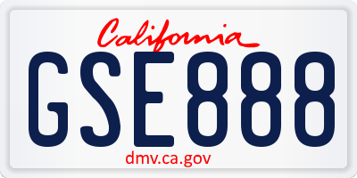 CA license plate GSE888