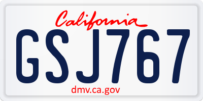 CA license plate GSJ767