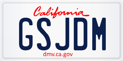 CA license plate GSJDM