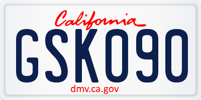 CA license plate GSK090