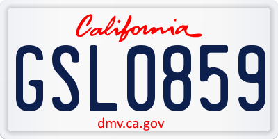 CA license plate GSL0859