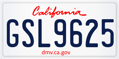 CA license plate GSL9625