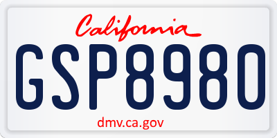 CA license plate GSP8980