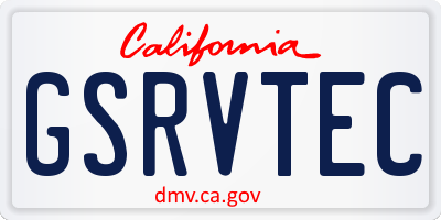 CA license plate GSRVTEC