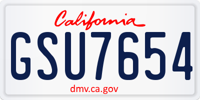 CA license plate GSU7654