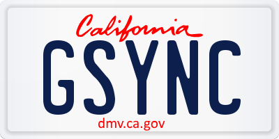 CA license plate GSYNC