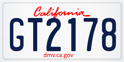 CA license plate GT2178