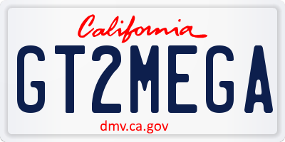 CA license plate GT2MEGA