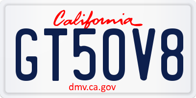 CA license plate GT50V8