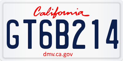 CA license plate GT6B214