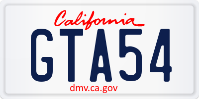 CA license plate GTA54