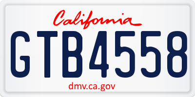 CA license plate GTB4558