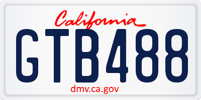 CA license plate GTB488