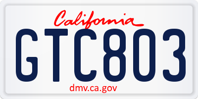 CA license plate GTC803