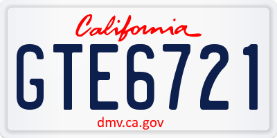 CA license plate GTE6721