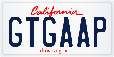 CA license plate GTGAAP