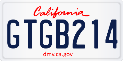 CA license plate GTGB214