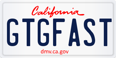 CA license plate GTGFAST