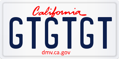 CA license plate GTGTGT