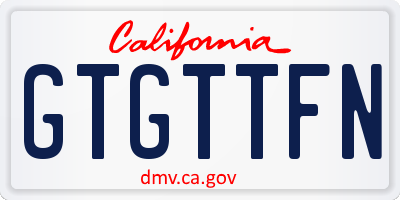 CA license plate GTGTTFN