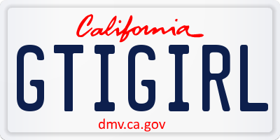 CA license plate GTIGIRL