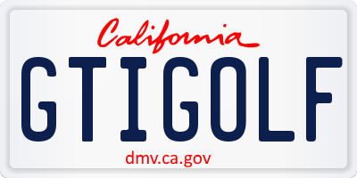 CA license plate GTIGOLF