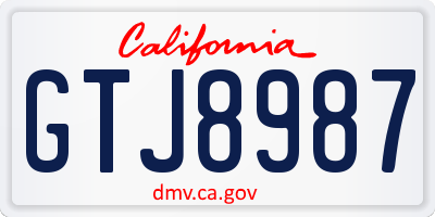 CA license plate GTJ8987