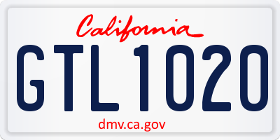 CA license plate GTL1020