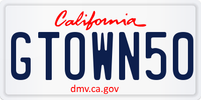 CA license plate GTOWN50