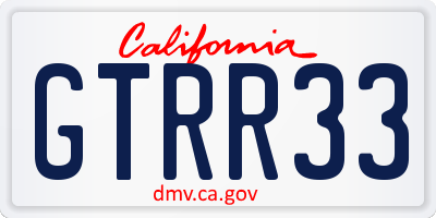 CA license plate GTRR33