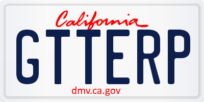 CA license plate GTTERP