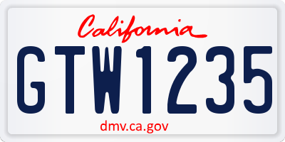 CA license plate GTW1235