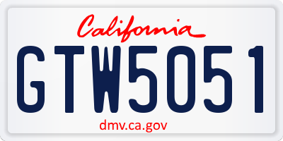 CA license plate GTW5051