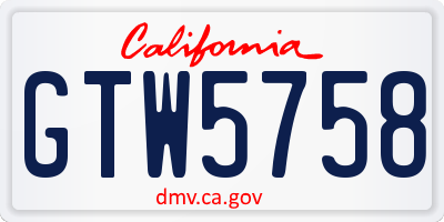 CA license plate GTW5758