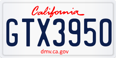 CA license plate GTX3950