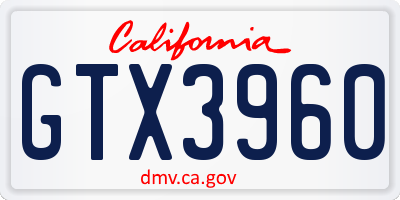 CA license plate GTX3960