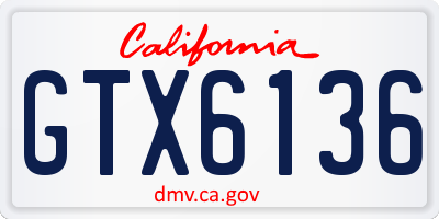 CA license plate GTX6136