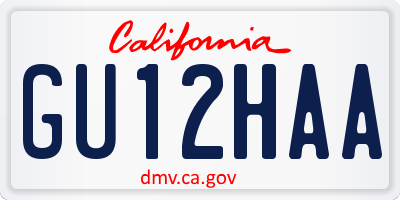 CA license plate GU12HAA