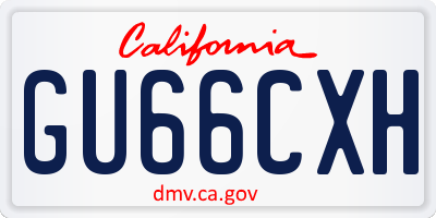 CA license plate GU66CXH