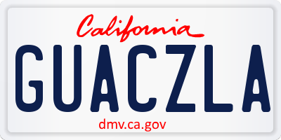 CA license plate GUACZLA