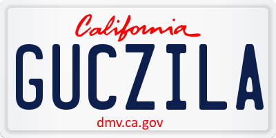 CA license plate GUCZILA