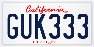 CA license plate GUK333