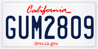 CA license plate GUM2809