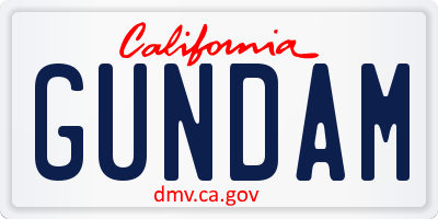 CA license plate GUNDAM