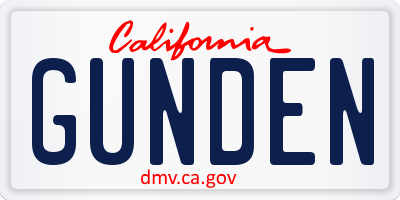 CA license plate GUNDEN