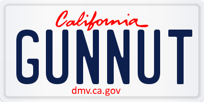 CA license plate GUNNUT