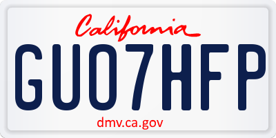 CA license plate GUO7HFP