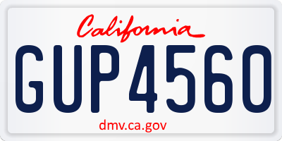 CA license plate GUP4560