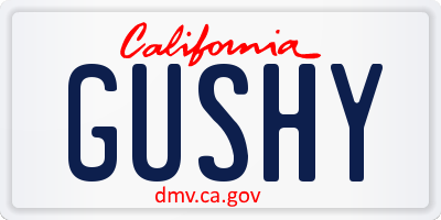 CA license plate GUSHY