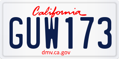 CA license plate GUW173